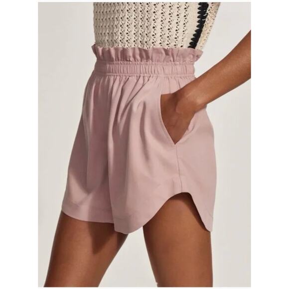 Varley Pants - Varley Shorts‎ Womens Medium Mauve Pink Jonas Paperbag EcoCosy Sorona Pull On
